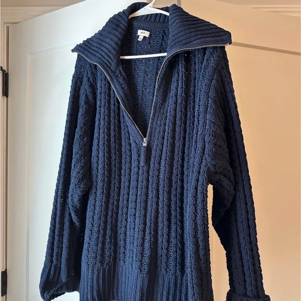 Aerie Navy Cable Knit Sweater